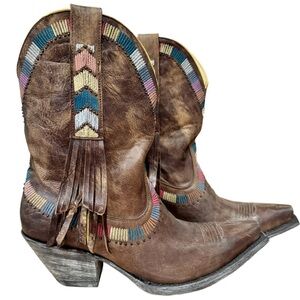 Old Gringo New Brown leather embroidered boots NEW 8.5 with tassels